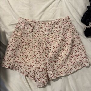 Altar'd State Floral Pink and Cream Shorts